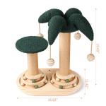 Fun Cat Tree Tower 23" Tall, 4-in-1 Interactive Cat Scratching Post with Sisal Scratcher, Trackball Chaser Toys & Dangling Plush Balls, Vertical Play Focused Cat Furniture for Indoor Kittens
