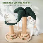 Fun Cat Tree Tower 23" Tall, 4-in-1 Interactive Cat Scratching Post with Sisal Scratcher, Trackball Chaser Toys & Dangling Plush Balls, Vertical Play Focused Cat Furniture for Indoor Kittens