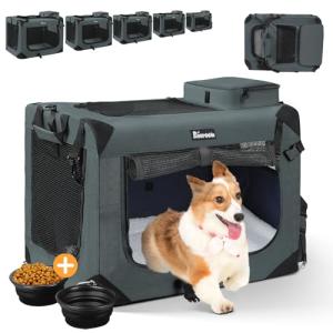 Reerooh Large 24"x17"x17", Soft Sided Cat Carrier Collapsible Travel Carrier Bag