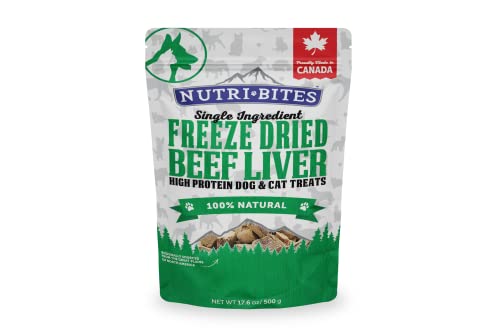 Nutri Bites (Value Pack) Beef Liver Pets Treats Freeze Dried Premium Quality Single Ingredients High Protein 17.6 OZ 