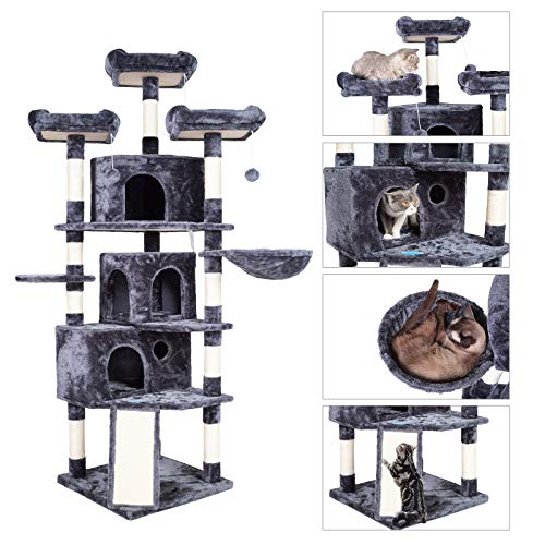 XL Cat Tree with 3 Caves, 3 Perches, Scratching Posts