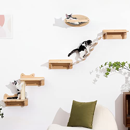 Cat Wall Shelves - Floating Perches Scratcher Bridge