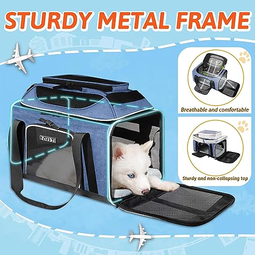 Expandable Pet Carrier for 1-13lbs Cats (Blue)