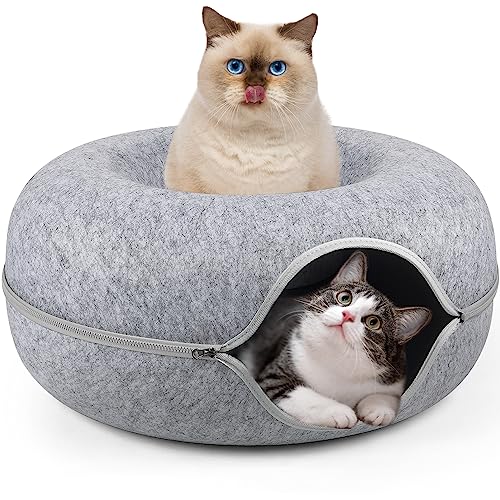 MOMOGA Peekaboo Cat Tunnel Bed for Multiple Cats, Large Cats