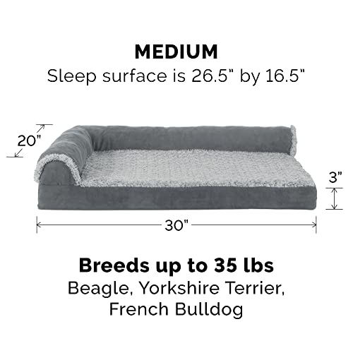 Medium Furhaven Orthopedic Dog Bed - Stone Gray L Shaped