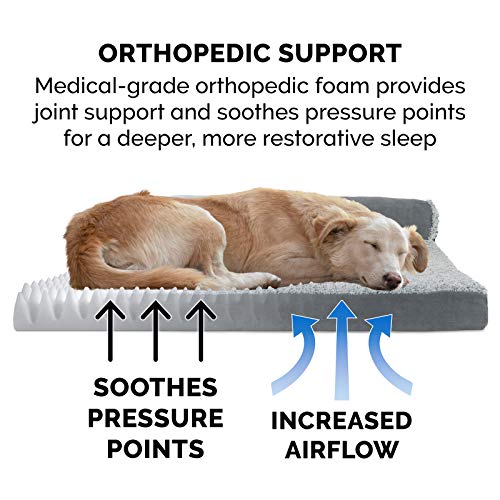 Medium Furhaven Orthopedic Dog Bed - Stone Gray L Shaped
