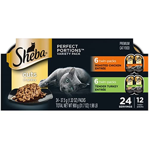 SHEBA PERFECT PORTIONS Cuts in Gravy Wet Cat Food Trays (12 Count, 24 Servings)
