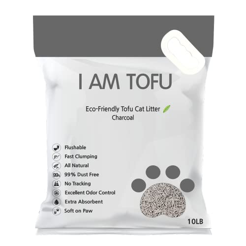 I AM TOFU - Tofu Cat Litter, Natural Flushable Extra Clumping 10 lb Bag, Charcoal