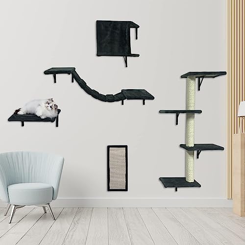Gray Cat Climber Set with Shelves and Perches