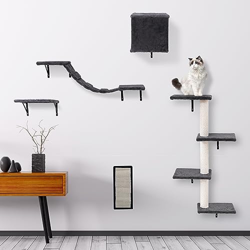 Gray Cat Climber Set with Shelves and Perches