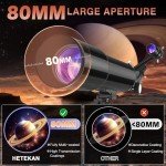 HETEKAN 80mm High Powered Beginner Telescope