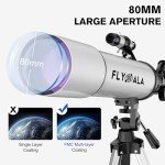 FlyGala High-Powered 80mm Refractor Telescope