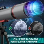 Aurosports 90mm High-Powered Beginner Telescope