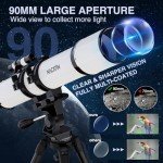 NACATIN 90mm Beginner Refractor Telescope with Barlow Lens