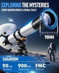 Sararoom 90mm Beginner Telescope with Tripod & Adapter