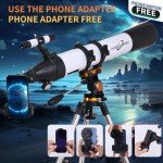 PISEZ 90mm Refractor Telescope for Beginners