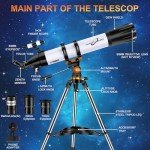 PISEZ 90mm Refractor Telescope for Beginners