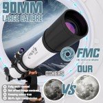 90mm High-Powered Refractor Telescope for Beginners