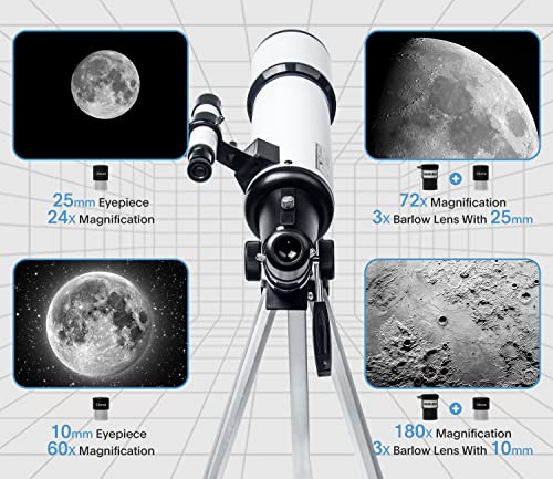 80mm Aperture Telescope - Portable, Easy Set Up