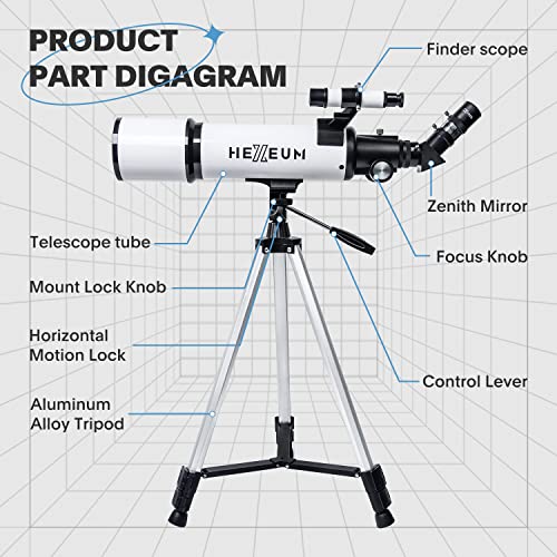 80mm Aperture Telescope - Portable, Easy Set Up