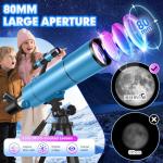 HUGERSTAR 80mm Portable Telescope for Beginners