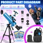HUGERSTAR 80mm Portable Telescope for Beginners