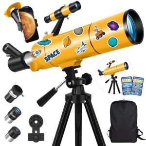 MEEZAA 80mm Portable Refractor Telescope for Beginners