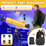 MEEZAA 80mm Portable Refractor Telescope for Beginners