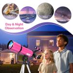 Telescope for Adults High Powered, 80mm Aperture 600mm Telescopes for Astronomy Adults&Kids&Beginners, Portable Travel Refractor Telescope with Tripod&Phone Adapter&Bag for Ground&Moon Viewing, Pink