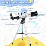 50mm Portable Beginner Refractor Telescope with Tripod