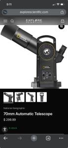 National Geographic 70mm Computerized Refractor Telescope