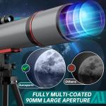 High-Powered 90mm Refractor Telescope for Adults