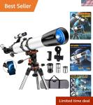 High-Powered 90mm Refractor Telescope for Beginners