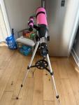UncleHu Pink Refractor Telescope with Tripod & Accessories