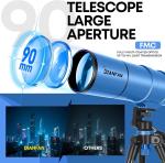 High-Power 90mm Aperture Refractor Telescope for Adults
