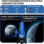 High-Power 90mm Aperture Refractor Telescope for Adults