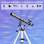 NACATIN 90mm EQ Refractor Telescope with Phone Adapter