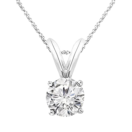 Certified LAB-GROWN Diamond Pendant Necklace - 14K White Gold