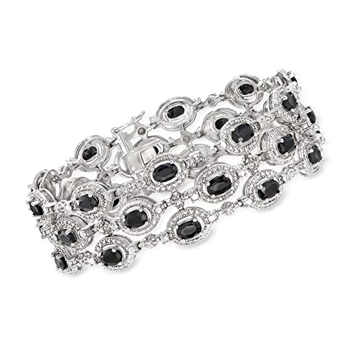Sapphire Multi-Row Diamond Accent Bracelet, 16.00 ct, Sterling