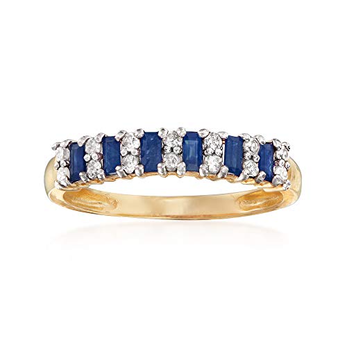 14kt Yellow Gold Sapphire and Diamond Ring - Size 9
