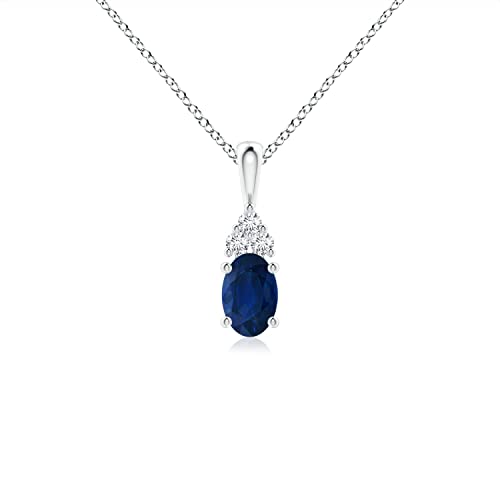 Blue Sapphire Oval Pendant Necklace for Women - Grade-AA