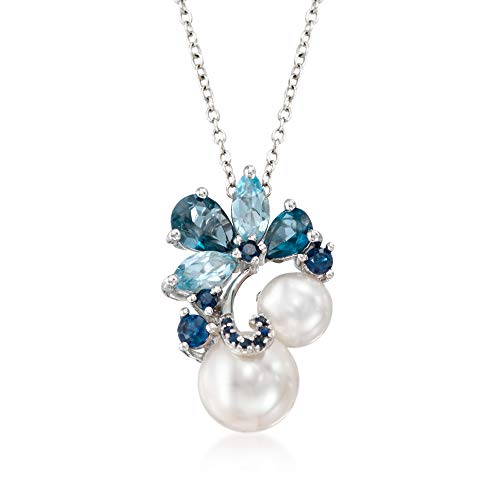 7-9.5mm Pearl and 1.90 ct. Multi-Gemstone Necklace