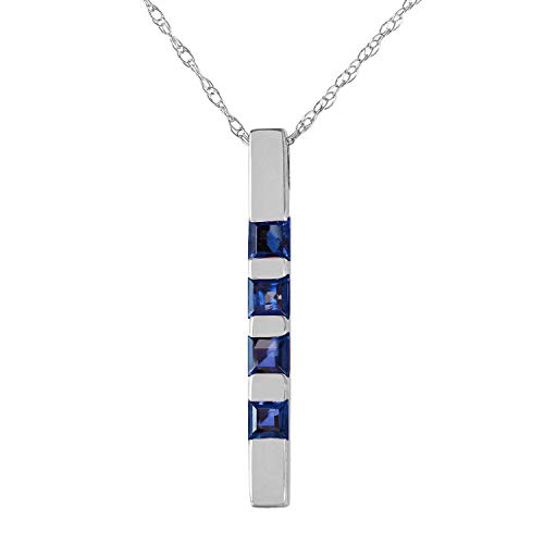 14k White Gold Necklace with Sapphire Bar - Galaxy Gold