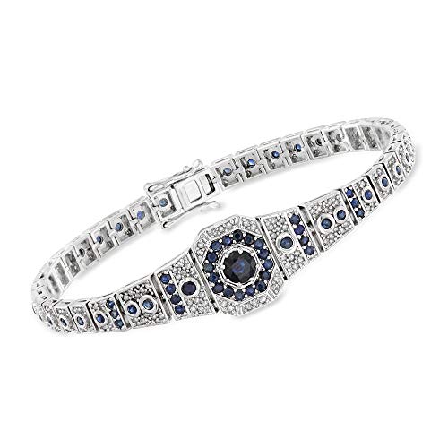 Ross-Simons Sapphire Diamond Bracelet, 2.60 ct. t.w., Sterling Silver