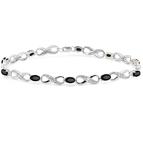 Black Sapphire & White Diamond Infinity Tennis Bracelet