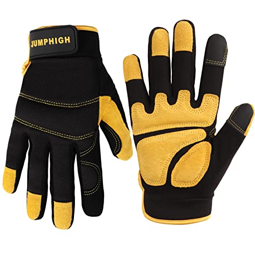 JUMPHIGH Men's Utility Mechanic Work Gloves, Touchscreen Compatible