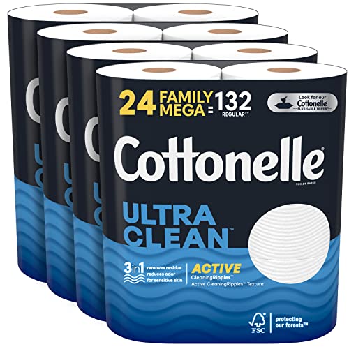 Cottonelle Ultra Clean Toilet Paper, 1-Ply, 24 Rolls
