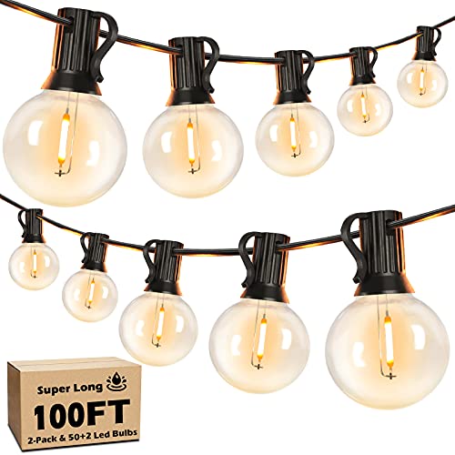100FT LED Outdoor String Lights with 52 G40 Bulbs
