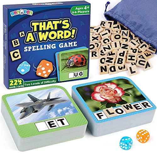 BenBen Spelling & Phonics Games, 224 Flashcards, Ages 3-9
