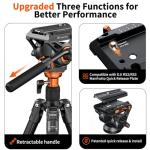 COMAN Fluid Head Tripod: 70.8 inch, Camera Monopod